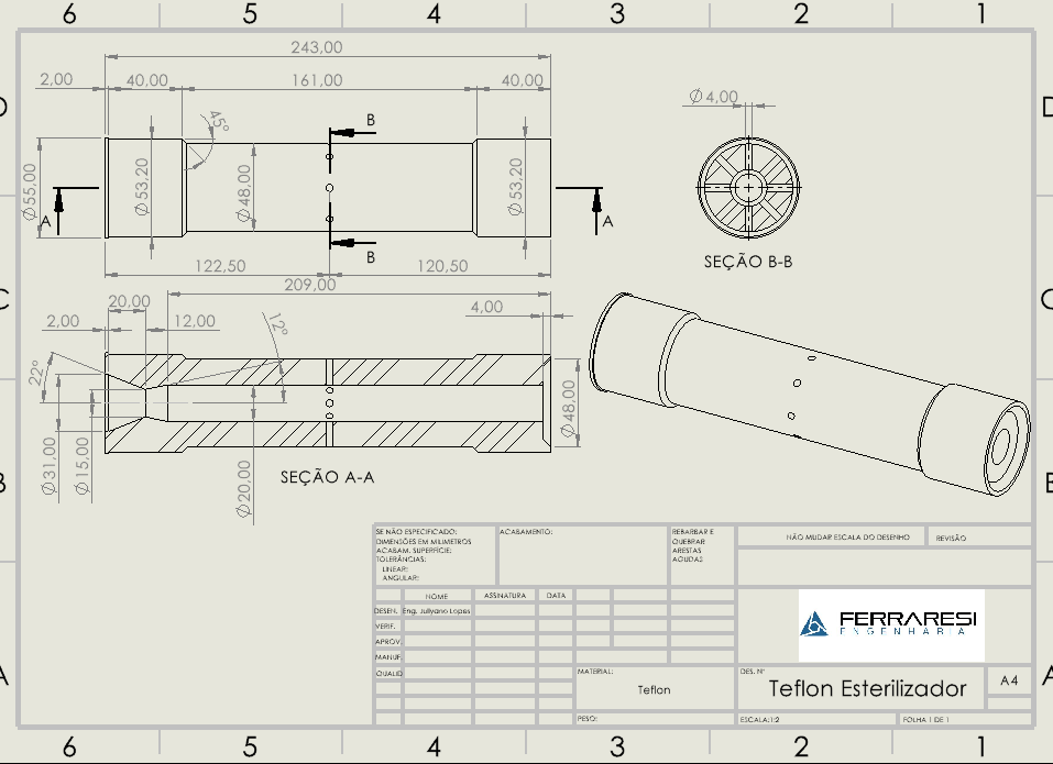 Desenhos técnicos 2D para projetos mecânicos